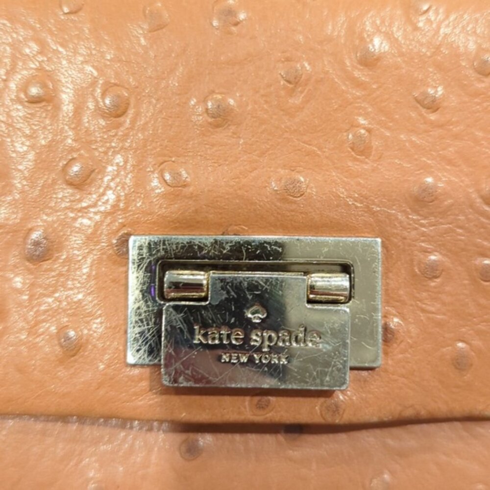 Kate Spade Combo Large Catalina purse and wallet in Cognac Ostrich leather - Picture 8 of 12